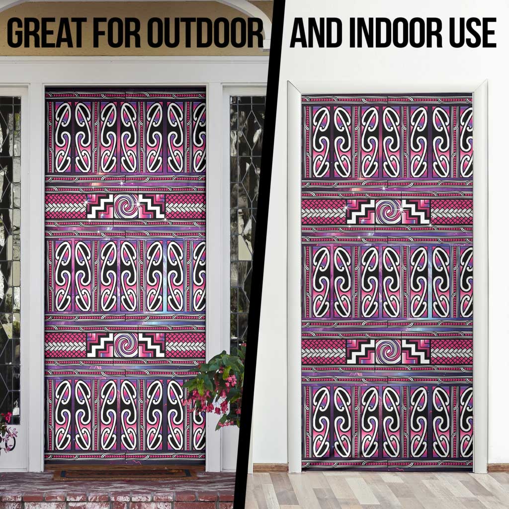 Maori Matariki Door Cover Pink Galaxy Aesthetic Koru Art LT01 - Polynesian Pride
