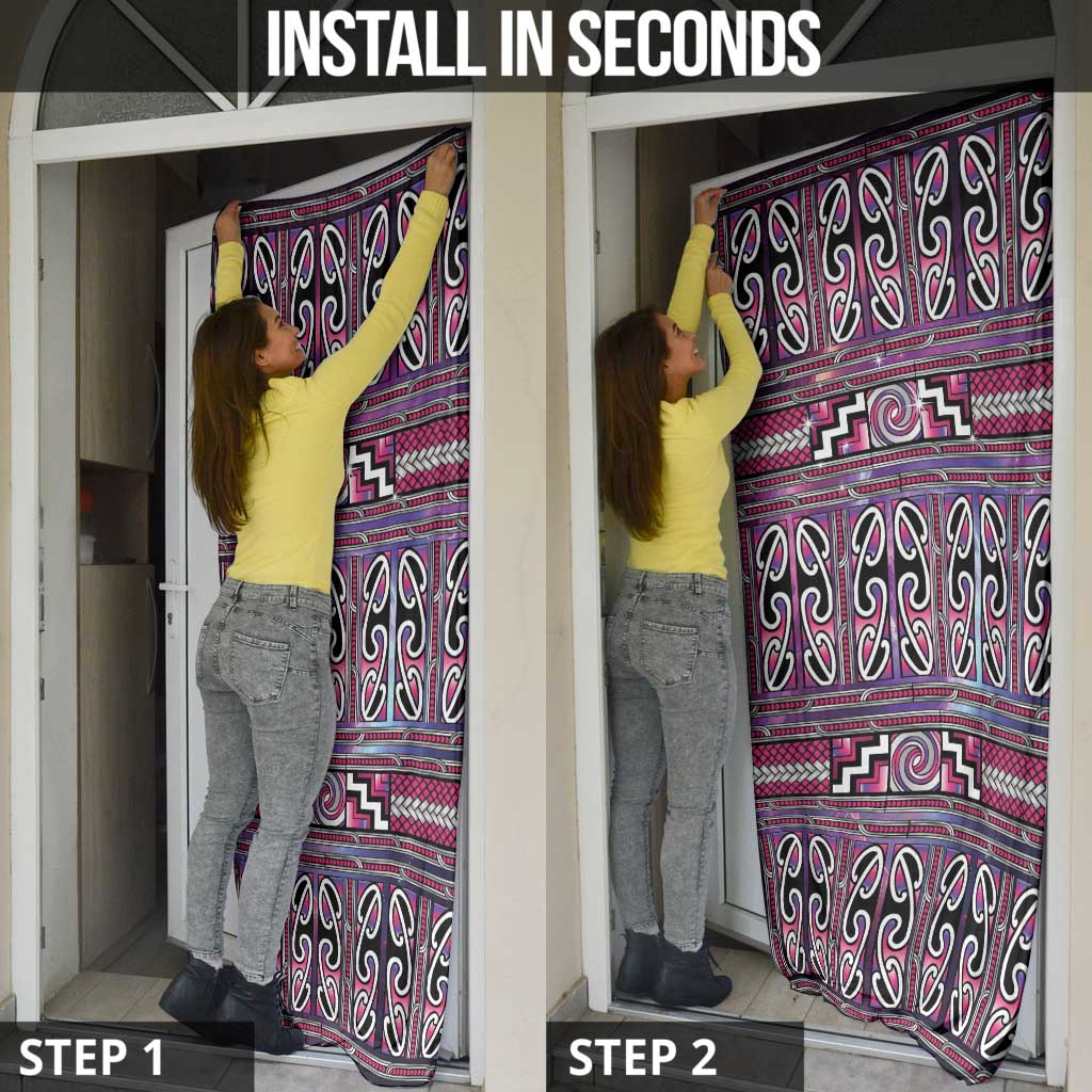 Maori Matariki Door Cover Pink Galaxy Aesthetic Koru Art LT01 - Polynesian Pride