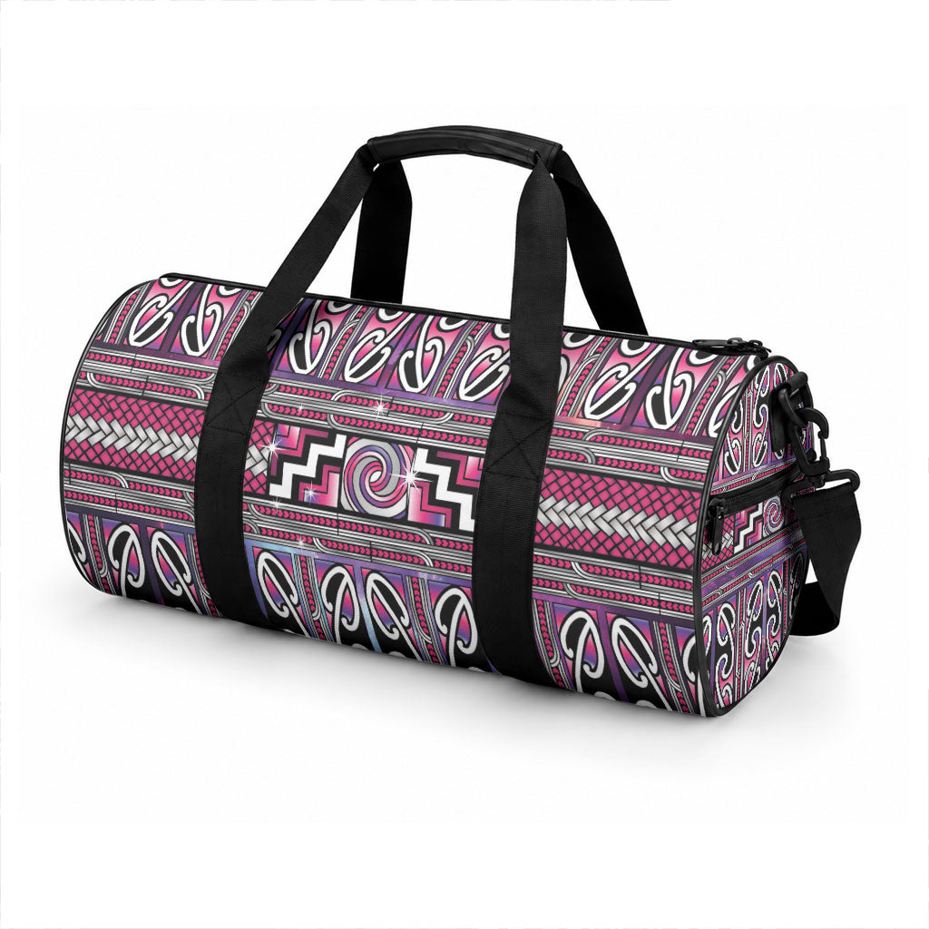 Maori Matariki Duffle Bag Pink Galaxy Aesthetic Koru Art LT01 - Polynesian Pride