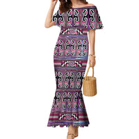 Maori Matariki Family Matching Mermaid Dress and Hawaiian Shirt Pink Galaxy Aesthetic Koru Art LT01 Mom's Dress Pink - Polynesian Pride