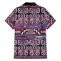 Maori Matariki Family Matching Off The Shoulder Long Sleeve Dress and Hawaiian Shirt Pink Galaxy Aesthetic Koru Art LT01 - Polynesian Pride