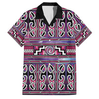 Maori Matariki Family Matching Summer Maxi Dress and Hawaiian Shirt Pink Galaxy Aesthetic Koru Art LT01 Dad's Shirt - Short Sleeve Pink - Polynesian Pride