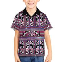 Maori Matariki Family Matching Summer Maxi Dress and Hawaiian Shirt Pink Galaxy Aesthetic Koru Art LT01 Son's Shirt Pink - Polynesian Pride