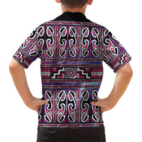 Maori Matariki Family Matching Tank Maxi Dress and Hawaiian Shirt Pink Galaxy Aesthetic Koru Art LT01 - Polynesian Pride