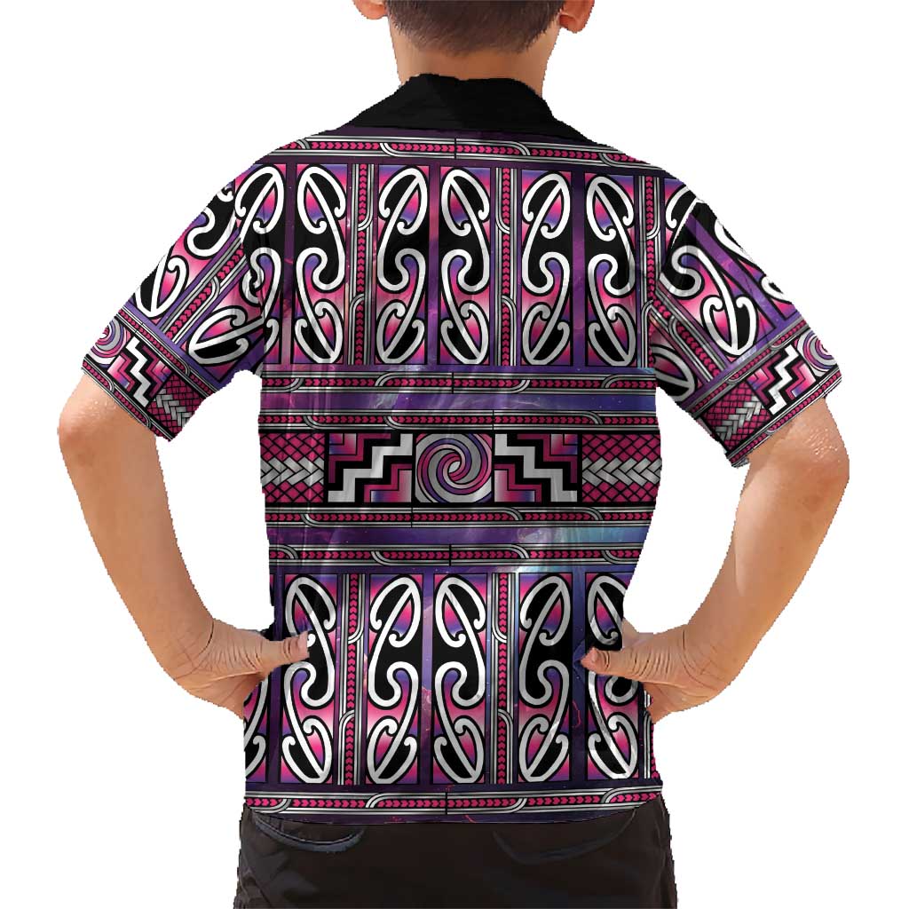 Maori Matariki Hawaiian Shirt Pink Galaxy Aesthetic Koru Art
