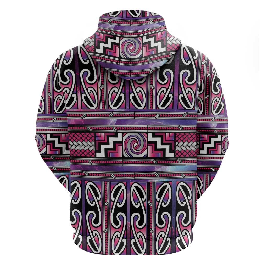 Maori Matariki Hoodie Pink Galaxy Aesthetic Koru Art