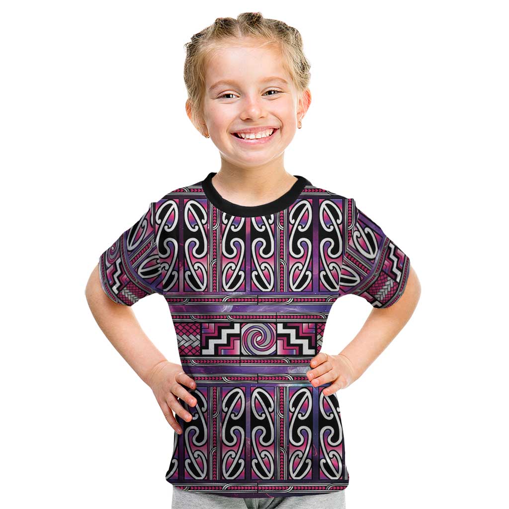 Maori Matariki Kid T Shirt Pink Galaxy Aesthetic Koru Art