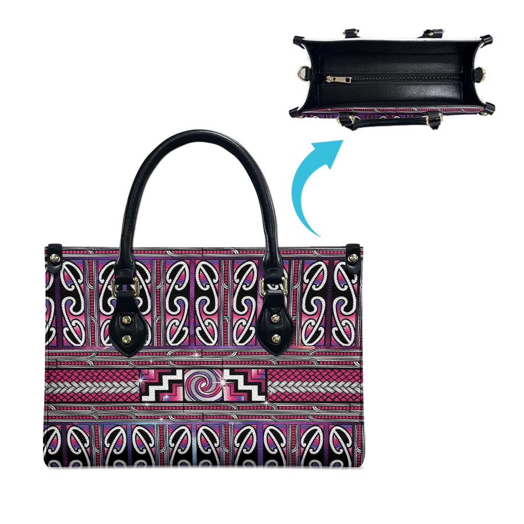 Maori Matariki Leather Bag Pink Galaxy Aesthetic Koru Art