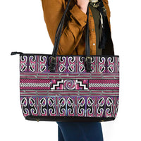 Maori Matariki Leather Tote Bag Pink Galaxy Aesthetic Koru Art
