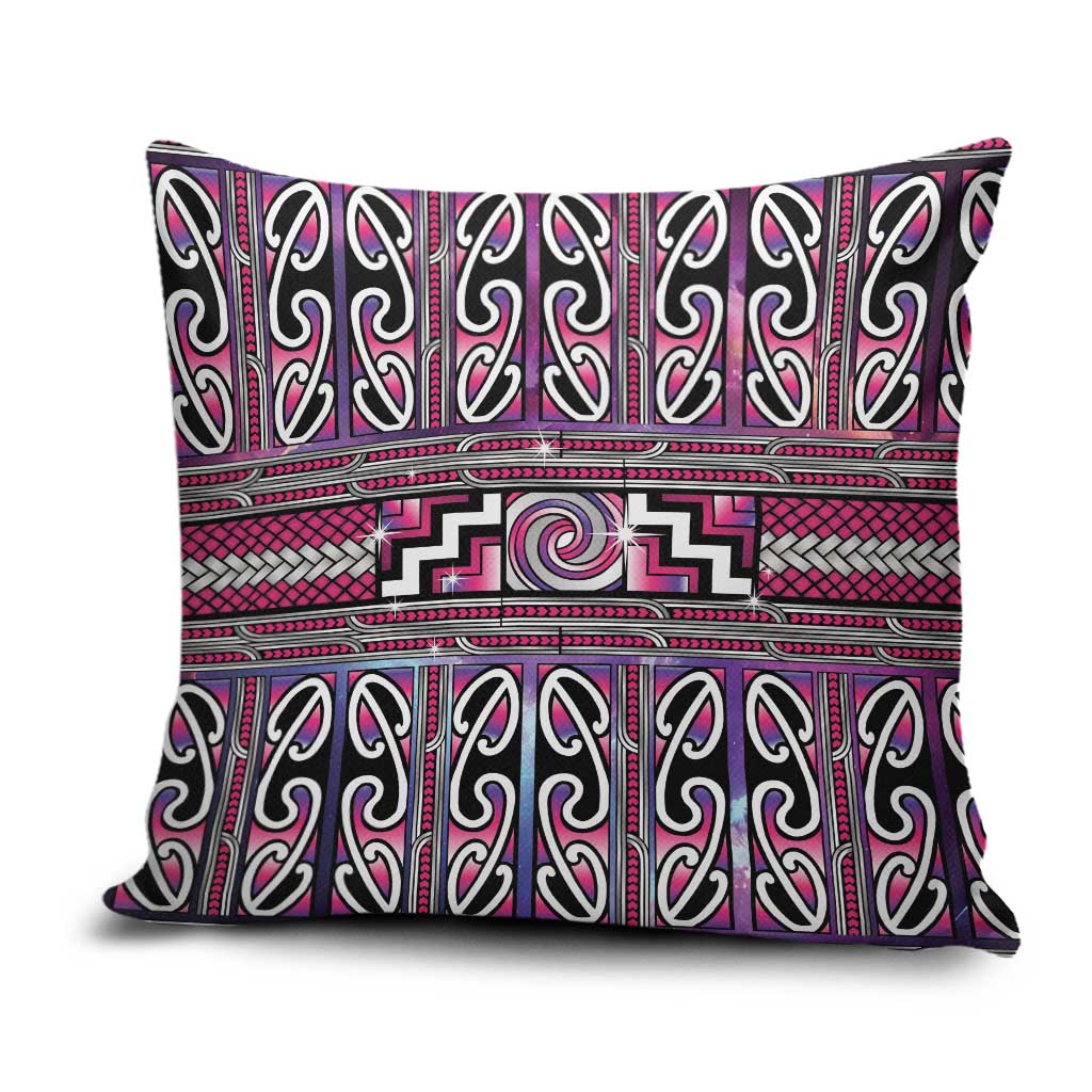 Maori Matariki Pillow Cover Pink Galaxy Aesthetic Koru Art