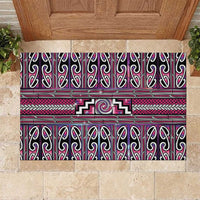 Maori Matariki Rubber Doormat Pink Galaxy Aesthetic Koru Art