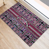 Maori Matariki Rubber Doormat Pink Galaxy Aesthetic Koru Art