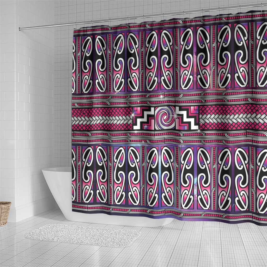 Maori Matariki Shower Curtain Pink Galaxy Aesthetic Koru Art