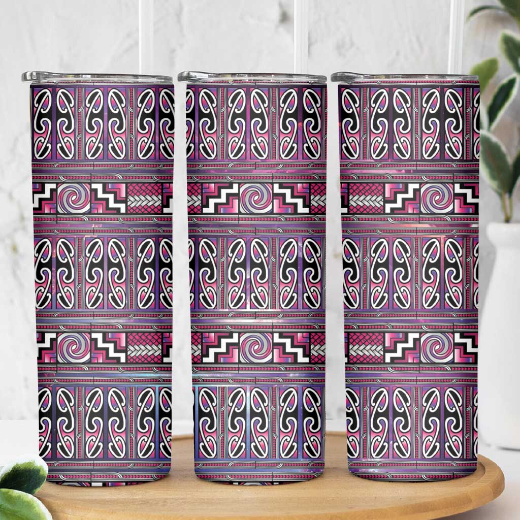 Maori Matariki Skinny Tumbler Pink Galaxy Aesthetic Koru Art