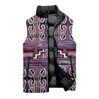 Maori Matariki Sleeveless Puffer Jacket Pink Galaxy Aesthetic Koru Art