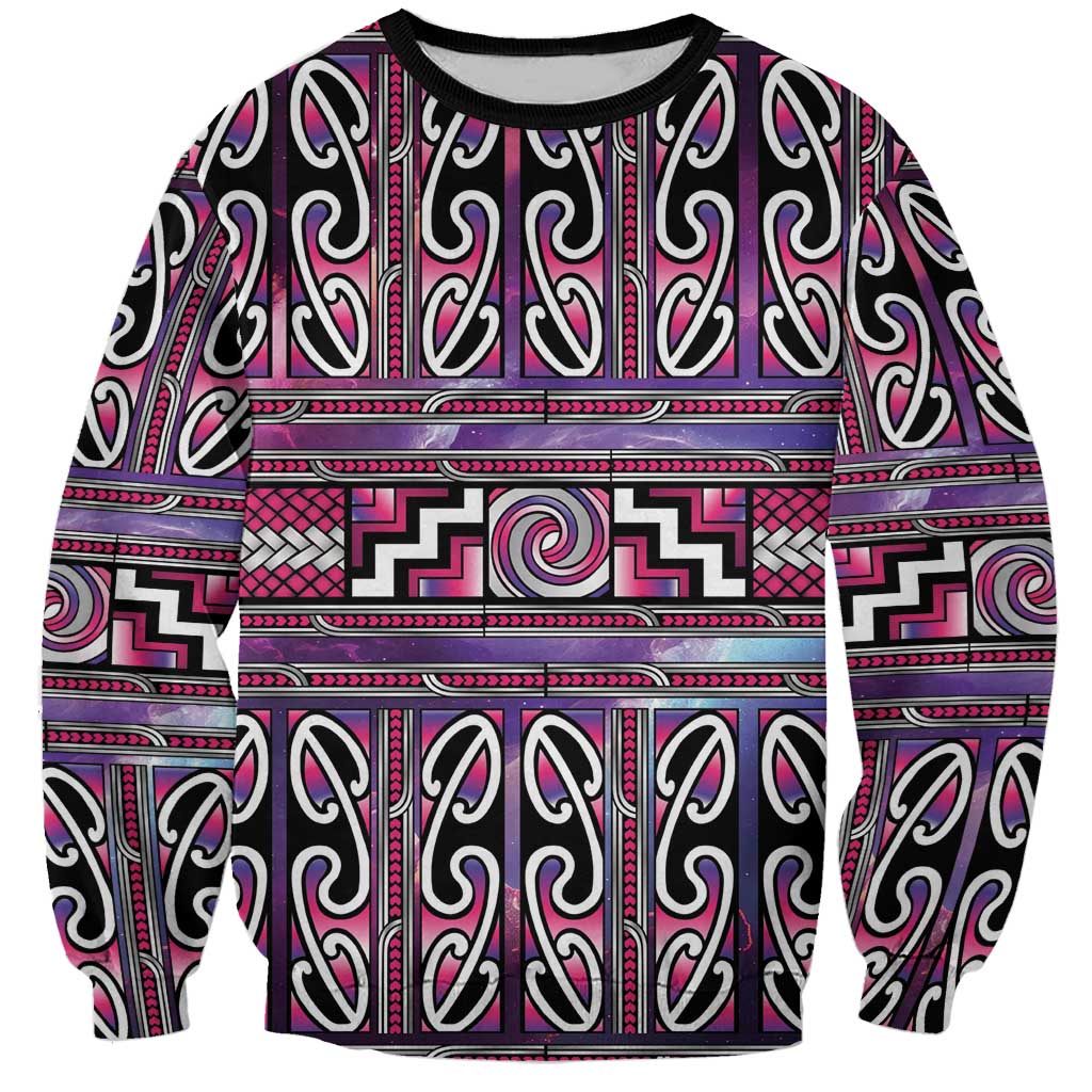 Maori Matariki Sweatshirt Pink Galaxy Aesthetic Koru Art