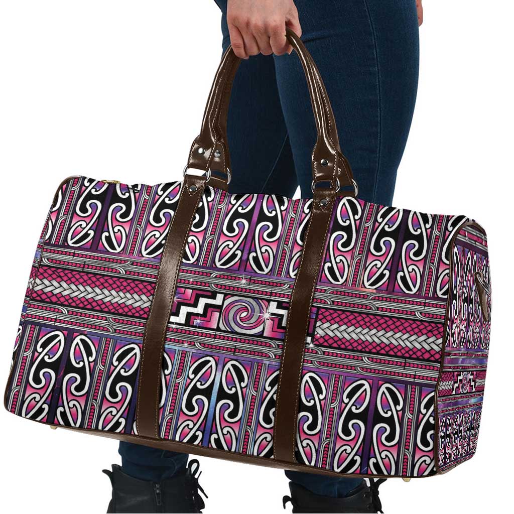 Maori Matariki Travel Bag Pink Galaxy Aesthetic Koru Art