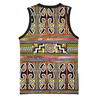 Maori Matariki Basketball Jersey Yellow Galaxy Aesthetic Koru Art