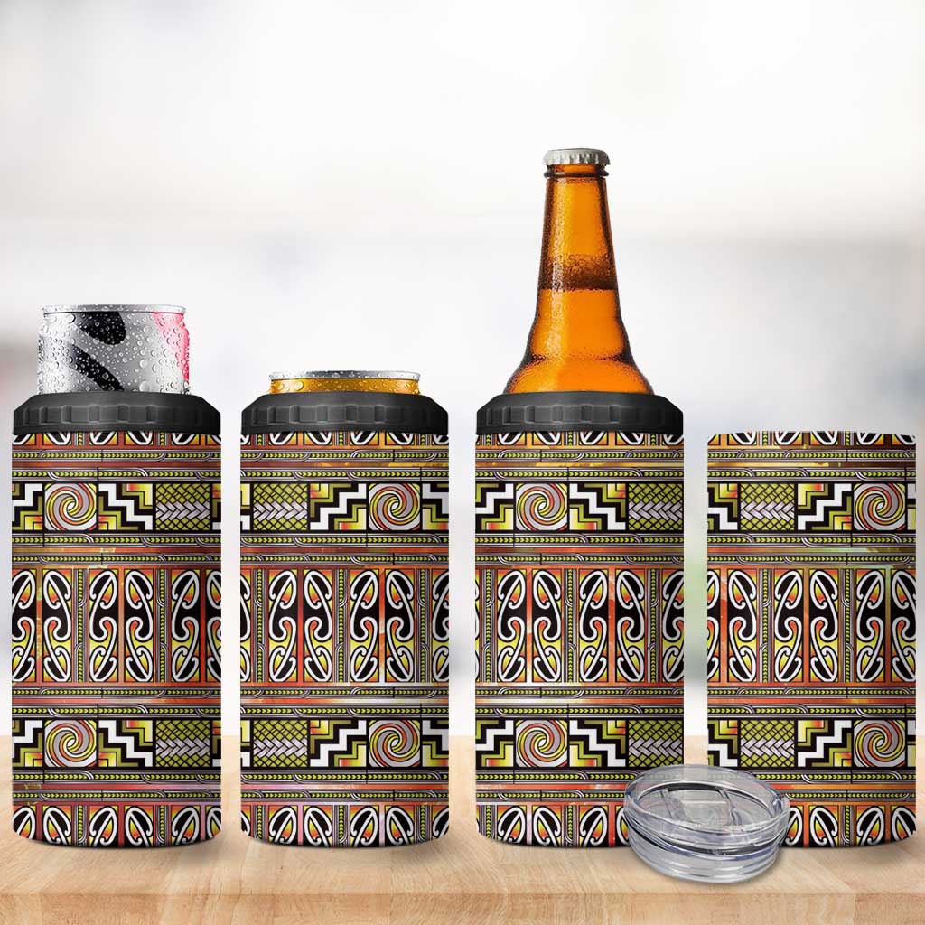 Maori Matariki 4 in 1 Can Cooler Tumbler Yellow Galaxy Aesthetic Koru Art
