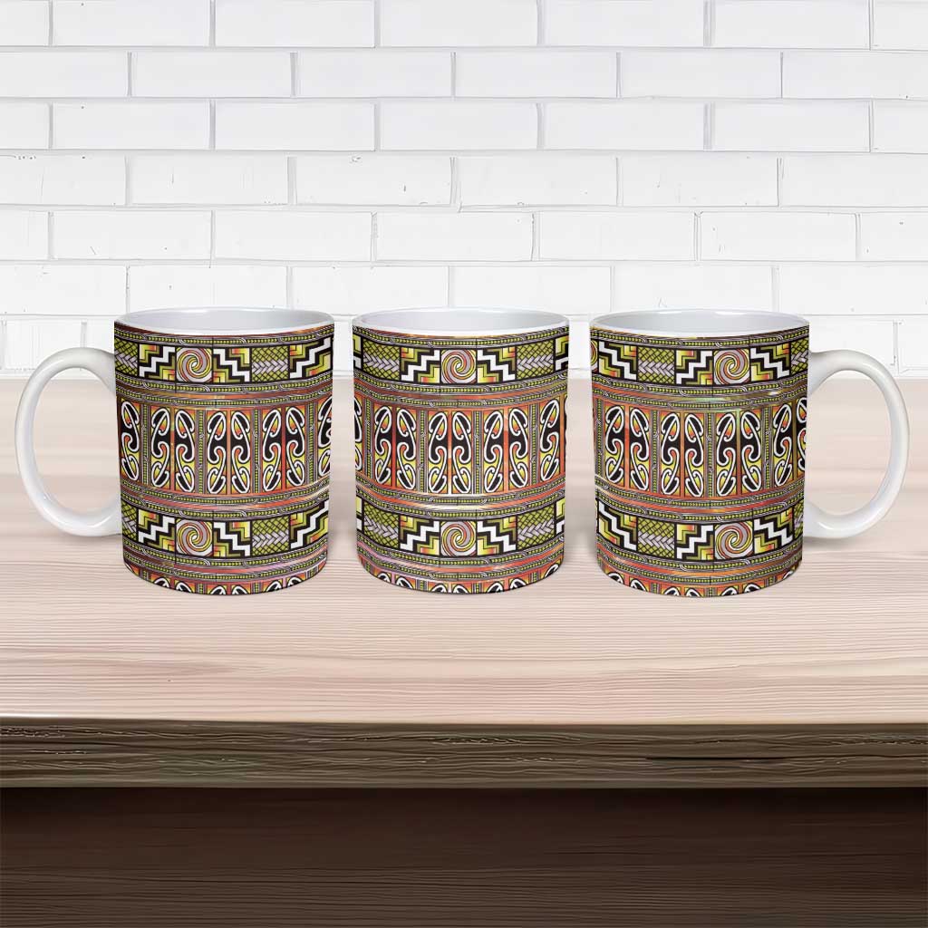 Maori Matariki Ceramic Mug Yellow Galaxy Aesthetic Koru Art