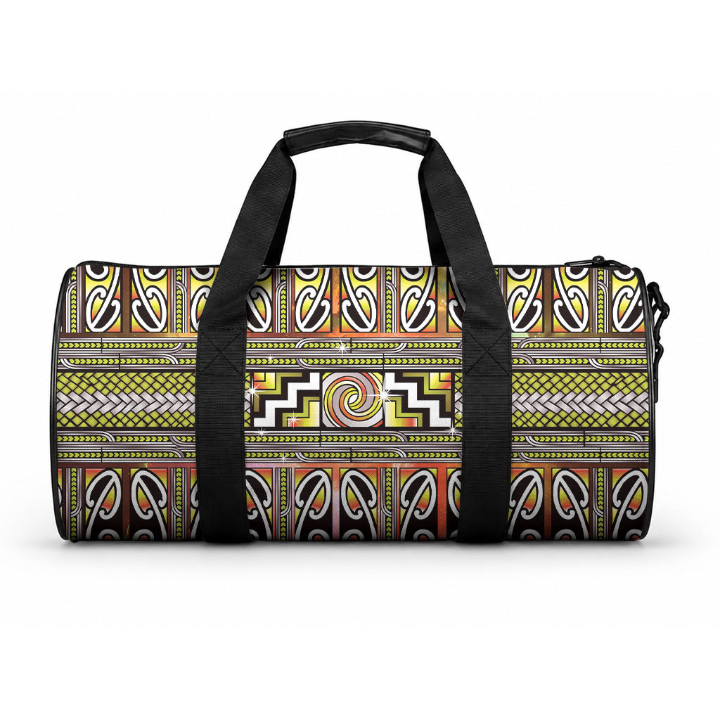 Maori Matariki Duffle Bag Yellow Galaxy Aesthetic Koru Art LT01 One size Yellow - Polynesian Pride