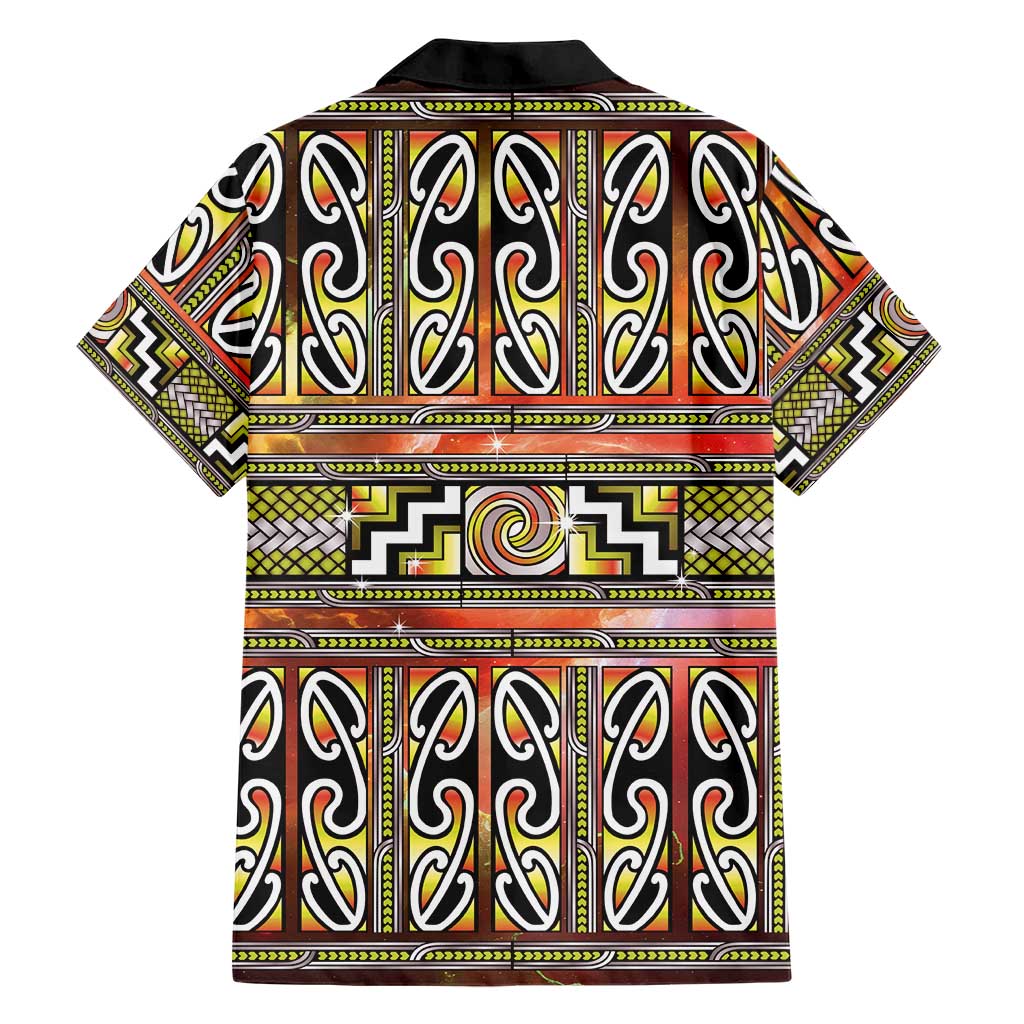 Maori Matariki Family Matching Long Sleeve Bodycon Dress and Hawaiian Shirt Yellow Galaxy Aesthetic Koru Art LT01 - Polynesian Pride