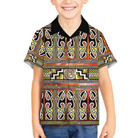 Maori Matariki Family Matching Off The Shoulder Long Sleeve Dress and Hawaiian Shirt Yellow Galaxy Aesthetic Koru Art LT01 Son's Shirt Yellow - Polynesian Pride