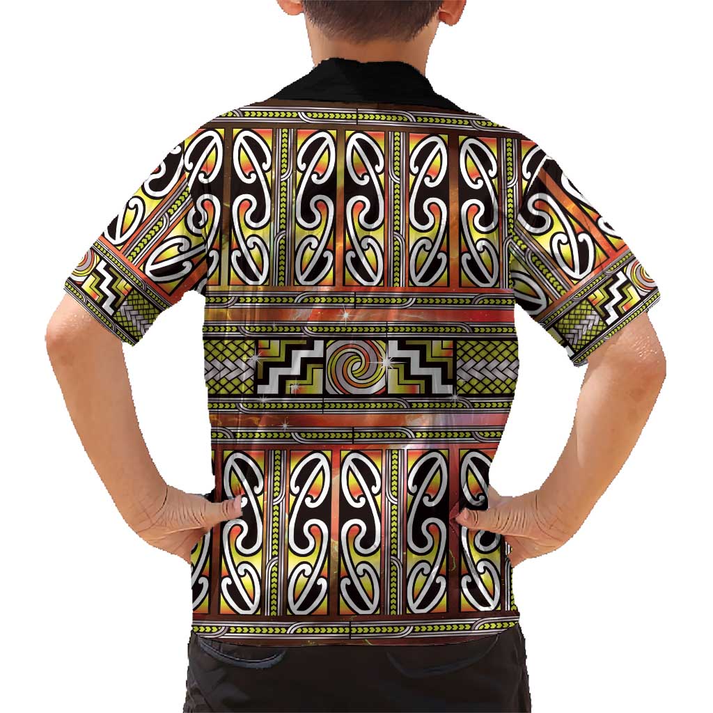 Maori Matariki Family Matching Puletasi and Hawaiian Shirt Yellow Galaxy Aesthetic Koru Art LT01 - Polynesian Pride