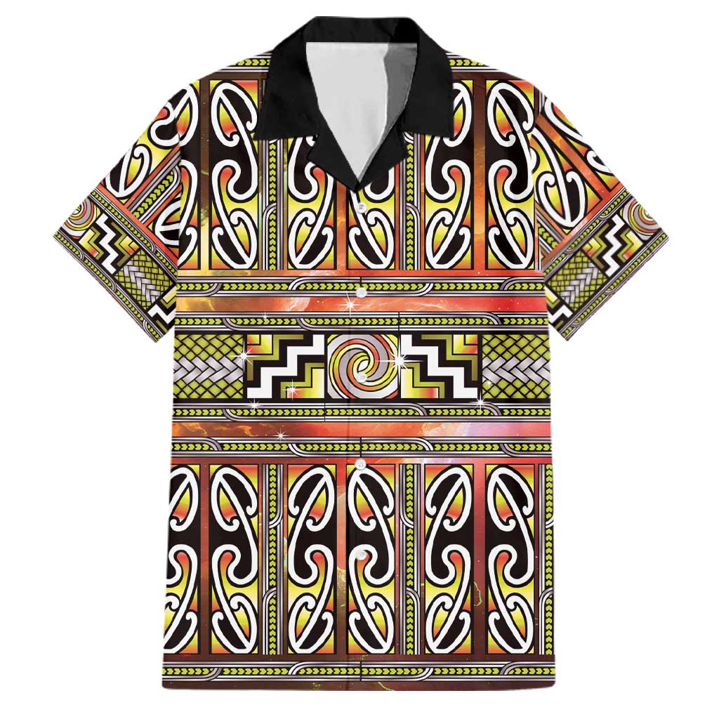 Maori Matariki Family Matching Summer Maxi Dress and Hawaiian Shirt Yellow Galaxy Aesthetic Koru Art LT01 Dad's Shirt - Short Sleeve Yellow - Polynesian Pride