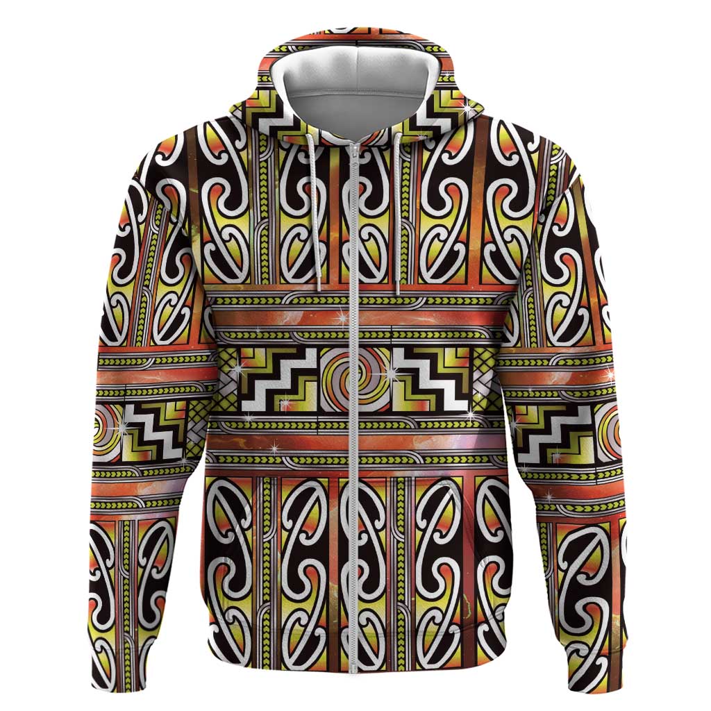 Maori Matariki Hoodie Yellow Galaxy Aesthetic Koru Art