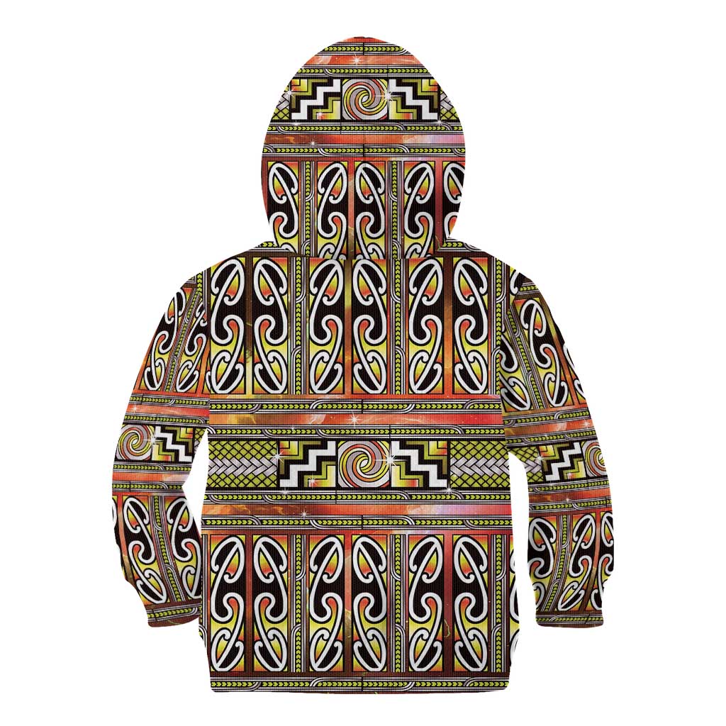 Maori Matariki Kid Hoodie Yellow Galaxy Aesthetic Koru Art LT01 - Polynesian Pride