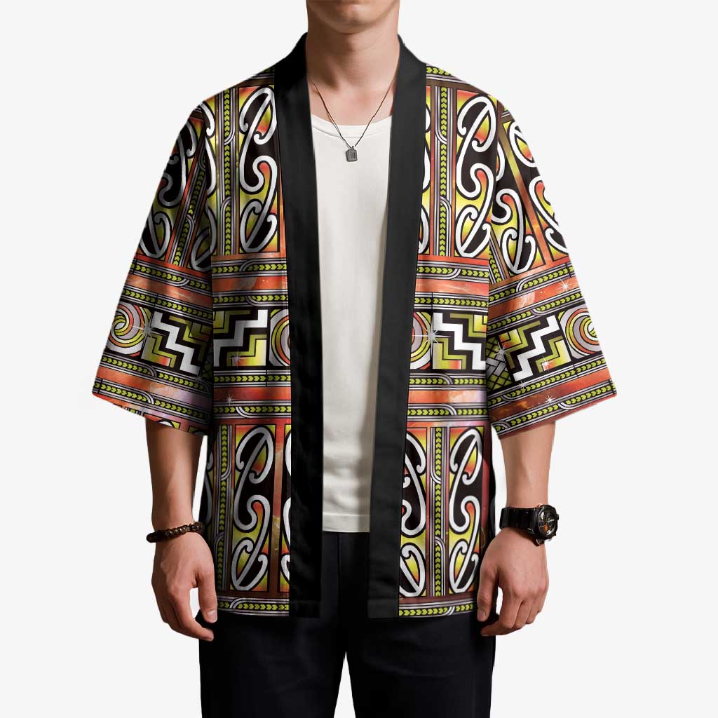 Maori Matariki Kimono Yellow Galaxy Aesthetic Koru Art