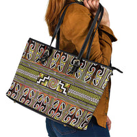 Maori Matariki Leather Tote Bag Yellow Galaxy Aesthetic Koru Art