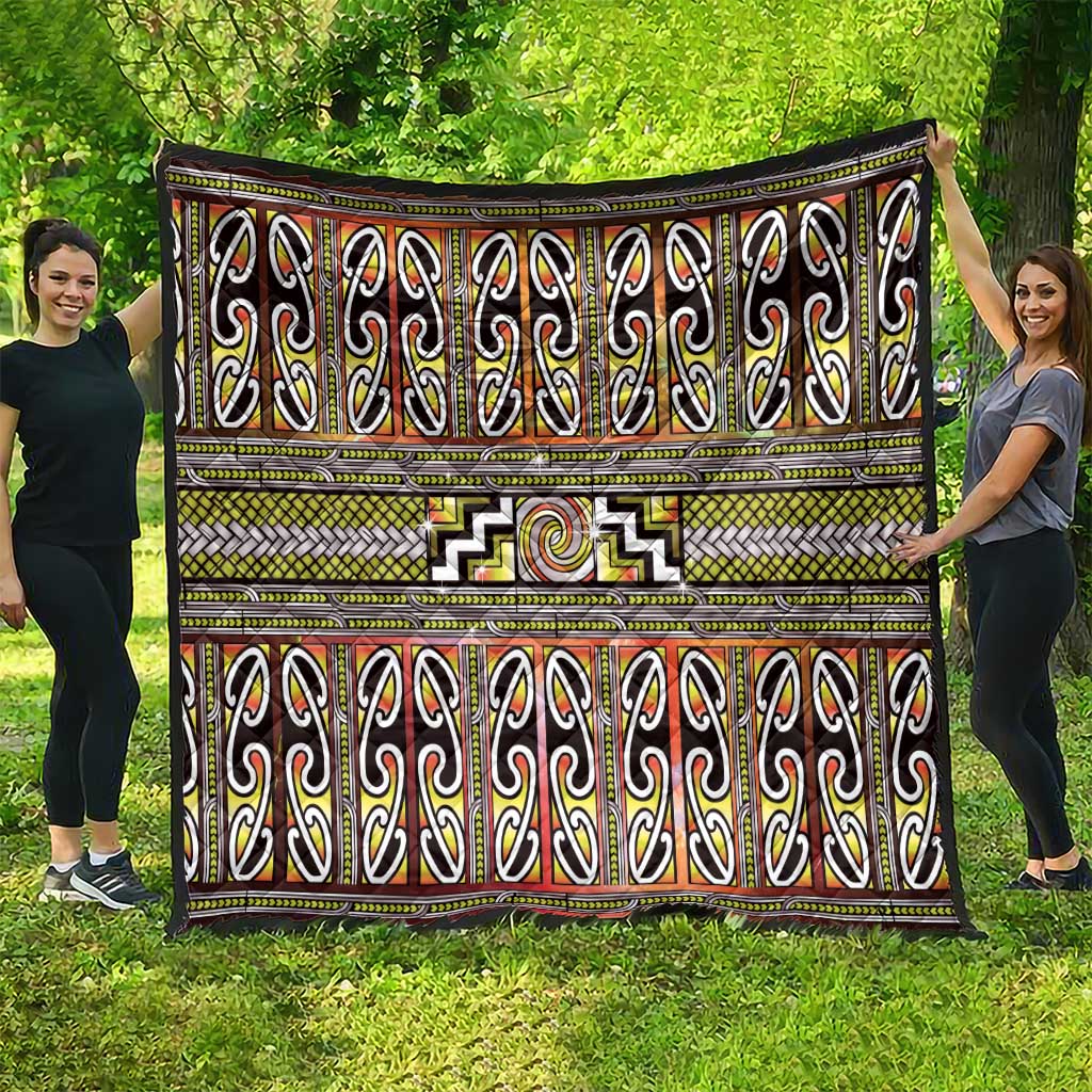 Maori Matariki Quilt Yellow Galaxy Aesthetic Koru Art