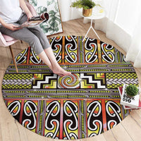 Maori Matariki Round Carpet Yellow Galaxy Aesthetic Koru Art