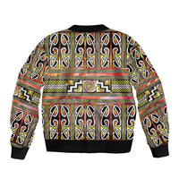 Maori Matariki Sleeve Zip Bomber Jacket Yellow Galaxy Aesthetic Koru Art