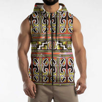 Maori Matariki Sleeveless Zip Hoodie Yellow Galaxy Aesthetic Koru Art