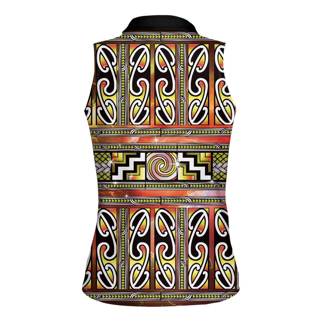 Maori Matariki Women Sleeveless Polo Shirt Yellow Galaxy Aesthetic Koru Art