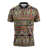 Maori Matariki Zipper Polo Shirt Yellow Galaxy Aesthetic Koru Art LT01 Yellow - Polynesian Pride