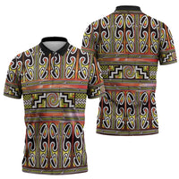 Maori Matariki Zipper Polo Shirt Yellow Galaxy Aesthetic Koru Art LT01 - Polynesian Pride