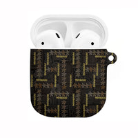 Hawaii Brown Plumeria Lei Black AirPods Case Frangipani Floral Heritage Art
