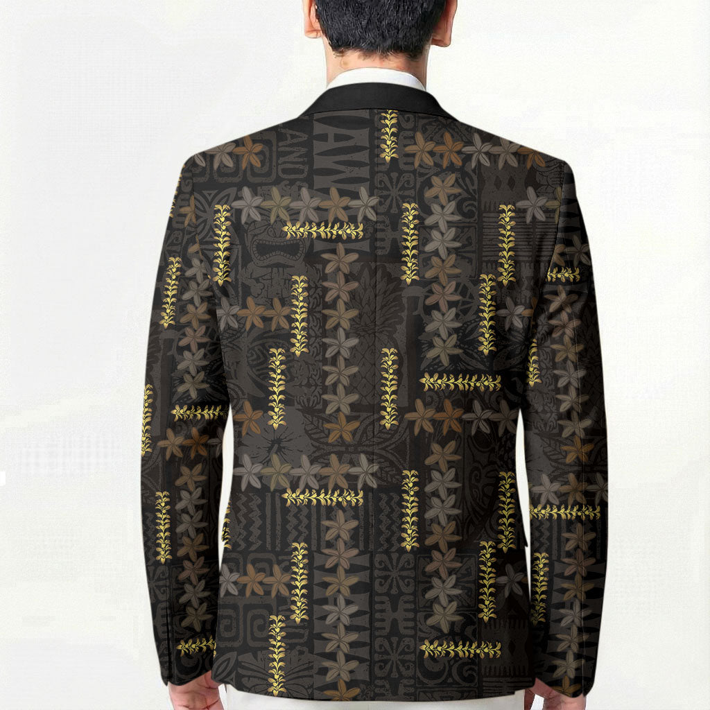 Hawaii Brown Plumeria Lei Black Blazer Frangipani Floral Heritage Art LT01 - Polynesian Pride