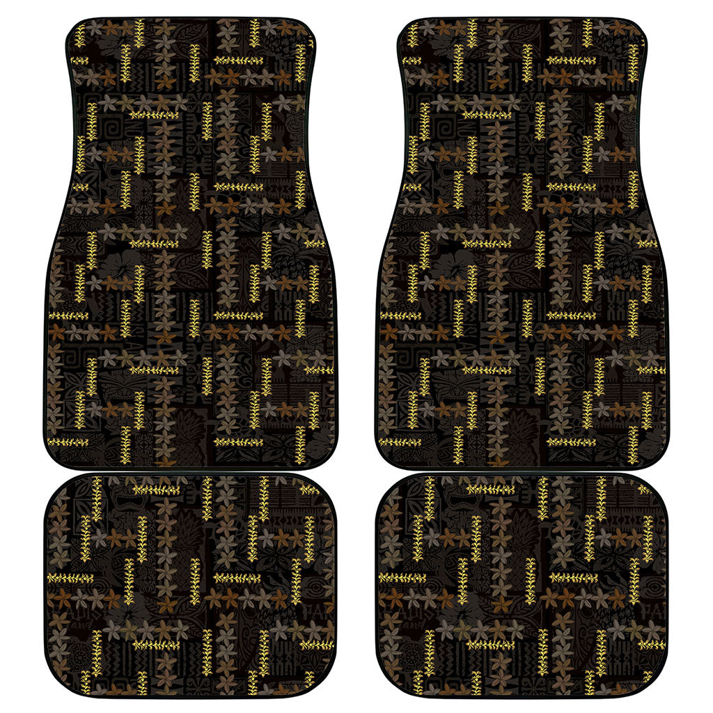 Hawaii Brown Plumeria Lei Black Car Mats Frangipani Floral Heritage Art