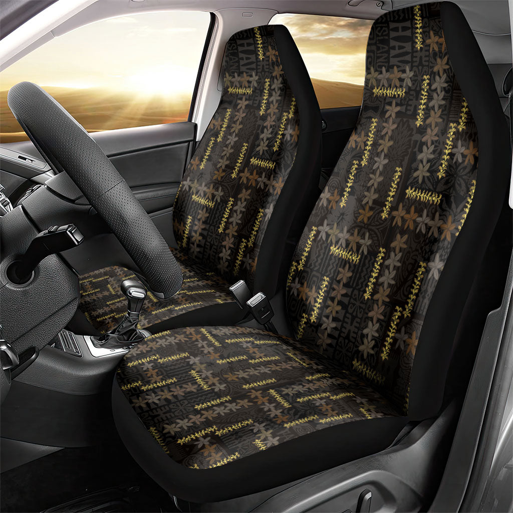 Hawaii Brown Plumeria Lei Black Car Seat Cover Frangipani Floral Heritage Art LT01 - Polynesian Pride