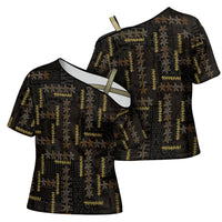 Hawaii Brown Plumeria Lei Black Cross Shoulder Shirt Frangipani Floral Heritage Art LT01 - Polynesian Pride