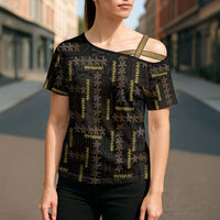 Hawaii Brown Plumeria Lei Black Cross Shoulder Shirt Frangipani Floral Heritage Art LT01 - Polynesian Pride