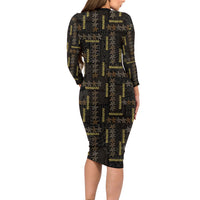 Hawaii Brown Plumeria Lei Black Family Matching Long Sleeve Bodycon Dress and Hawaiian Shirt Frangipani Floral Heritage Art LT01 - Polynesian Pride