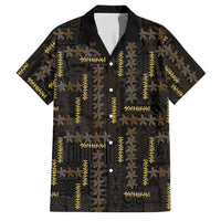 Hawaii Brown Plumeria Lei Black Family Matching Mermaid Dress and Hawaiian Shirt Frangipani Floral Heritage Art LT01 Dad's Shirt - Short Sleeve Black - Polynesian Pride