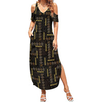 Hawaii Brown Plumeria Lei Black Family Matching Summer Maxi Dress and Hawaiian Shirt Frangipani Floral Heritage Art LT01 Mom's Dress Black - Polynesian Pride