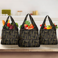 Hawaii Brown Plumeria Lei Black Grocery Bag Frangipani Floral Heritage Art